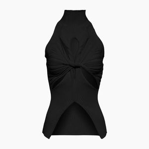 NWT Commense Twist Cutout Mock Neck Rib Top